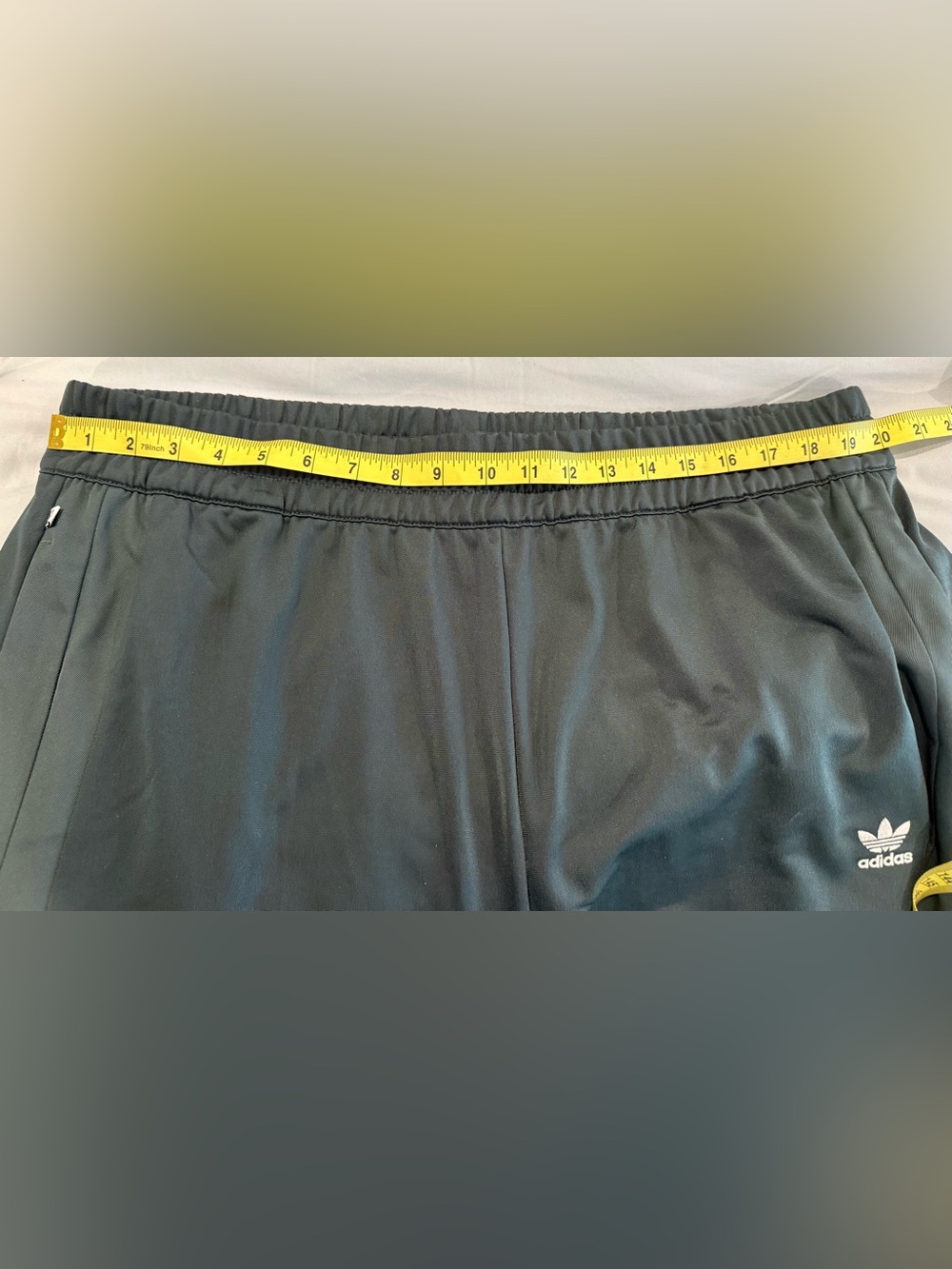adidas dark green track pants with white lace-up detail - Picture 4 of 4